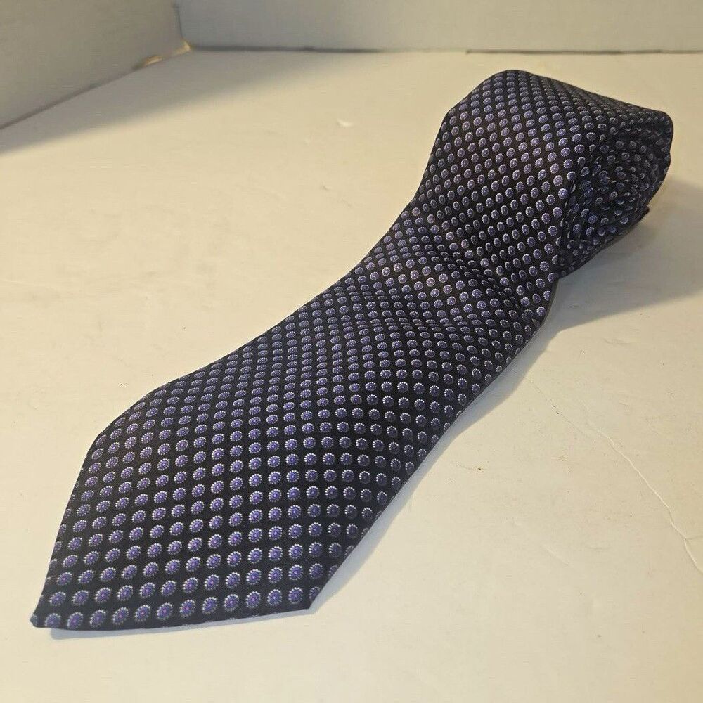 Valentino Men's Tie Black Blue Purple Geometric Pattern Pointed